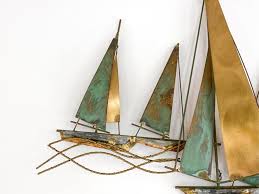 Signed Curtis Jere Sailboat Wall Sculpture