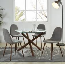 Demi 6 pcs dinette set. Lyna 5pc Dining Set Walnut Grey Chairs Dining Chairs Fabric Dining Chairs Modern Fabric Dining Chairs