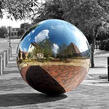 Metal Globe Ball Mirror Steel Street