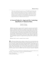 Pdf A General Inductive Approach For Qualitative Data Analysis