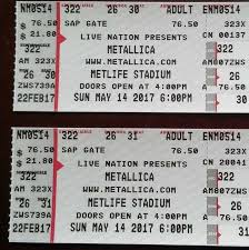 2 Metallica Tickets For Worldwired Tour Metlife Stadium