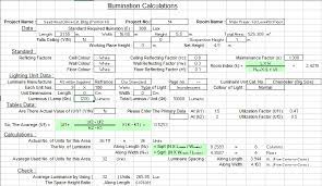 Lighting Calculations Excel Sheet