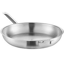 vigor 14 stainless steel fry pan with aluminum clad bottom and helper handle