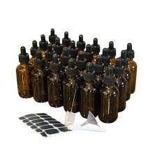 Nevlers 2 Oz Amber Glass Bottles With Dropper Bottle Brush Funnel And Labels Set Of 24