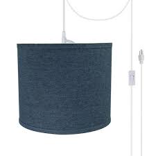 Aspen Creative 71087 21 One Light Plug In Swag Pendant Light Conversion Kit With Transitional Hardback Drum Fabric Lamp Shade Washing Blue 12 Width Walmart Com Walmart Com