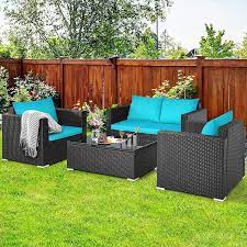 Costway Black 4 Piece Wicker Patio