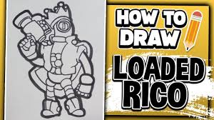 Gale, crow, spike, leon, sandy, mortis, tara, gene, max, mr.p, sprout, piper and others are waiting for your coloring. How To Draw Loaded Rico Brawl Stars Skin Lextonart Youtube