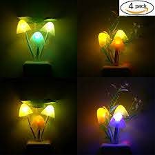 Amazon Com Night Light With Smart Sensor 0 7w Plug In Romantic Color Change Mushroom Lotus Leaf Lamp Pack Of 4 Baby