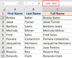 combine first and last name in excel