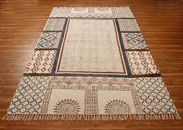 indian hand block print rug natural