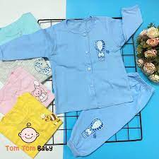 COMBO 3 bộ quần sơ sinh cotton Thái Hà Thịnh | Mẫu Tay Dài Màu Cài Giữa |  Size 1-5 cho bé sơ sinh -12kg | quần áo trẻ em - Bộ quần áo