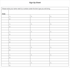 Free Sign Up Sheet Template Sheets Latest Printable