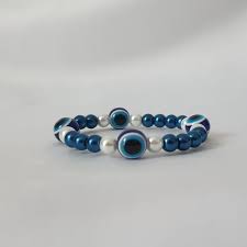 dark blue evil eye bracelet with