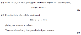 exam questions trigonometric