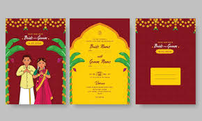south indian wedding invitation vector