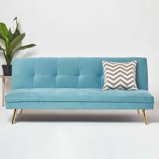 laurie velvet clack sofa bed blue