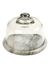 Glass Cheese Dome With Marble Base Off