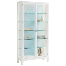 Three adjustable shelves let you configure to your needs. Lexington Avondale Lakeshore Full Length Glass Curio Cabinet Sky Blue With Adjustable Shelves And And Led Lights Lindy S Furniture Company Curio Cabinets