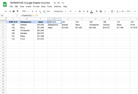 how to use the transpose google sheets