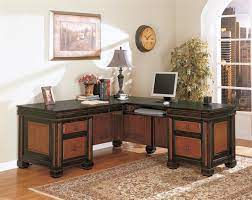 Read this article about the aforementioned type of office desk. Rich Wood Warm Brown 2 Tone Executive L Shape Desk