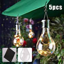 5x Solar Powered Hanging Light Bulbs