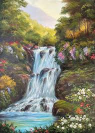 Tropical Waterfall Original Painting On