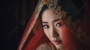 image of an asian bride with red makeup