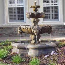 Fiore Courtyard Lion Fountain W Basin