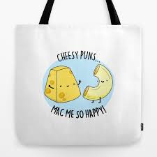 cheese pun tote bag by punnybone society6