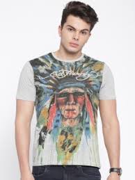 ed hardy solid men round neck grey t