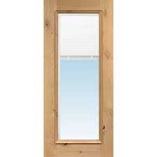 Full Mini Blind Knotty Alder Wood Door
