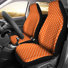 Orange Car Seat Covers Set In White