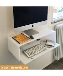 Wall Mount White Acrylic Suspended Desk