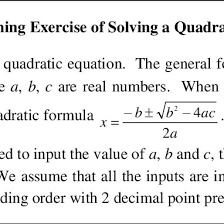 Programming Exercise Of Quadratic