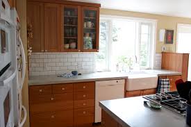 subway tile cherry cabinets red house