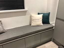 Storage Bench Seat Grey Cushion Custom
