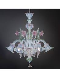 Murano Green And Pink Opal Chandelier
