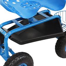 Blue Steel Rolling Garden Cart