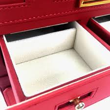 luxury red pu leather jewelry storage