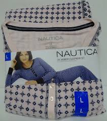 Details About Nautica 2pc Womens Stretch Microfleece Sleepwear Set Pink Small