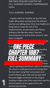 ONE PIECE CHAPTER 1087 SPOILERS LEAKED FULL SUMMARY V2 - Another versi... |  TikTok