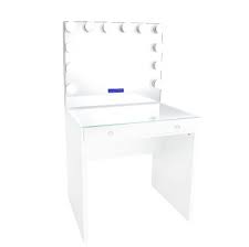 Modern mirrored entryway console acent table w/ drawer storage for home. Slaystation Clear Top Mini Vanity Table Glow Plus Mirror Bundle