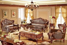 royal antique brown wood living room