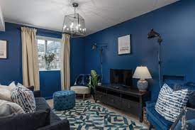 blue walls and grey floors ideas