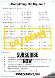 Completing The Square Worksheets