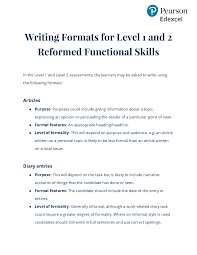 writing formats for level 1 and 2