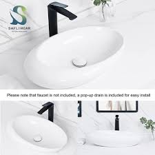 Oval Washbasin White Ceramic Vessel