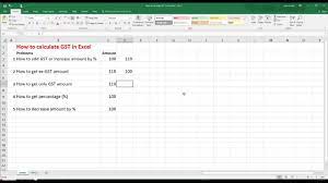how to calculate gst in excel by using