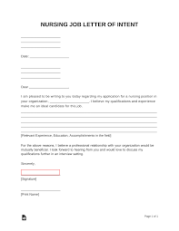 free nursing job letter of intent pdf