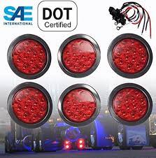XXXXX 6 Solid Round 4 Red LED Light Brake Stop Turn Tail Signal w Grommet  Pigtail Kit for Truck Trailer Jeep Tractor RV DOT SAE Approved - Walmart.com